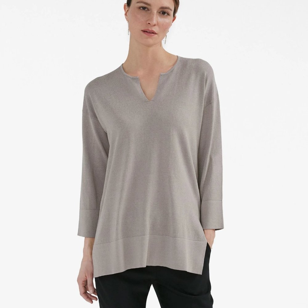 MM Lafleur Ina Beige Tan Pullover Tunic Sweater M
